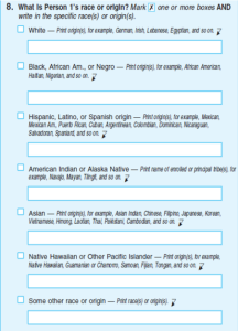 Experimental question combines race and Hispanic ethnicity.