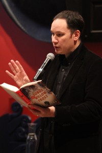 Author Jamie Ford reading from his latest book, Songs Willow Frost, at the Wing Luke Museum.