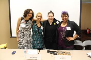 From left to right, me, multidisciplinary artist Via Perkins, and founders of Mixed Race Politics N. Laurence and Andrea Venkatesan